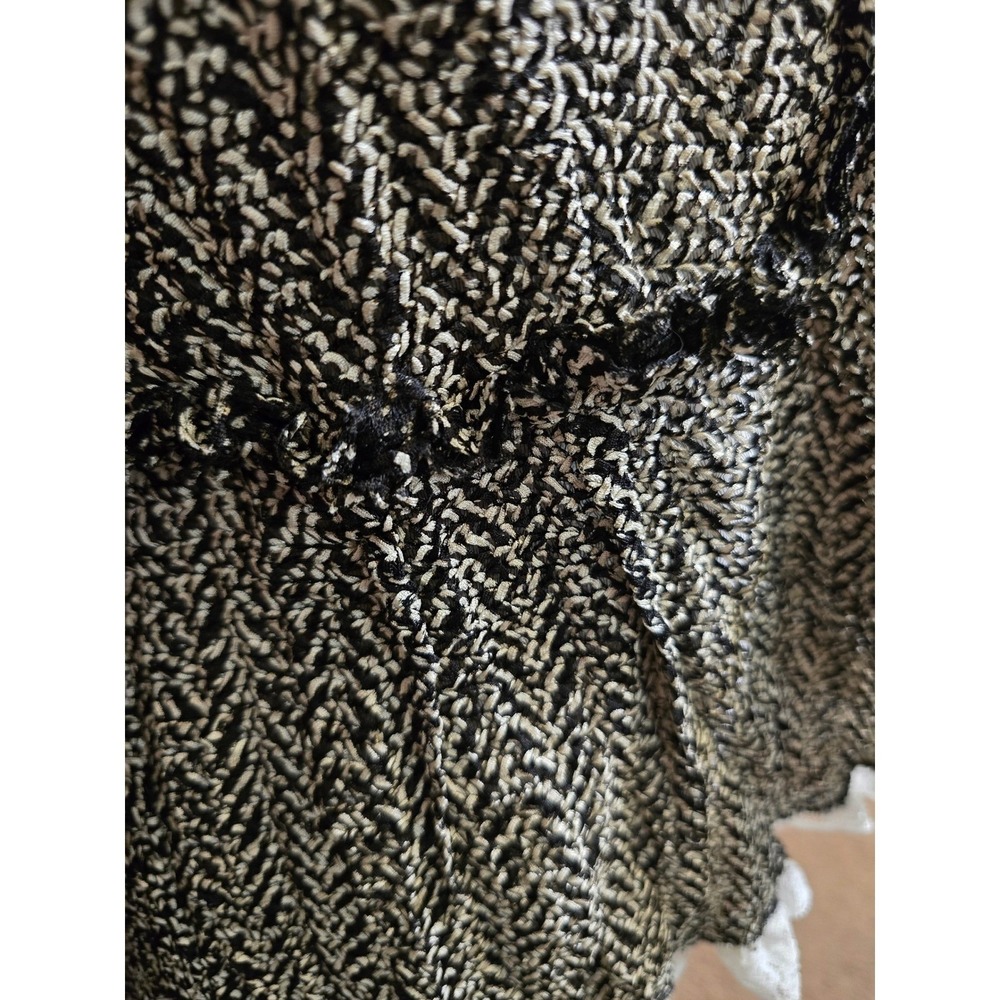 Alberto Makali Herringbone Lace Ruffle Cardigan Jacket L Coquette Dark Academia - Picture 6 of 9